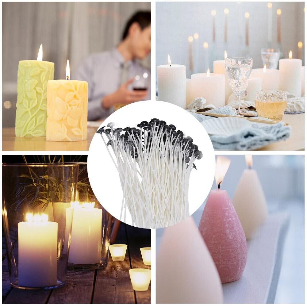 Candle Wicks 6 Inch Cotton Core Candle Making Supplies Pre Tabbed