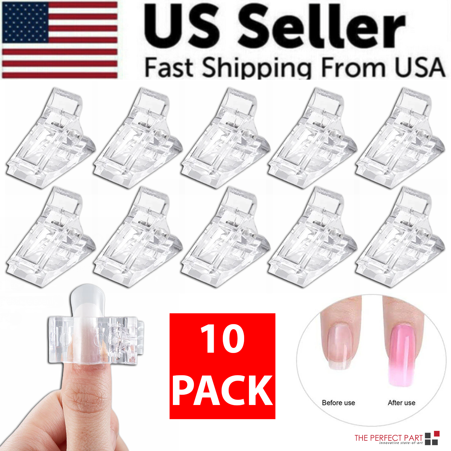 10 PCS Nail Tips Clip Quick Building Poly Builder Gel DIY Extension