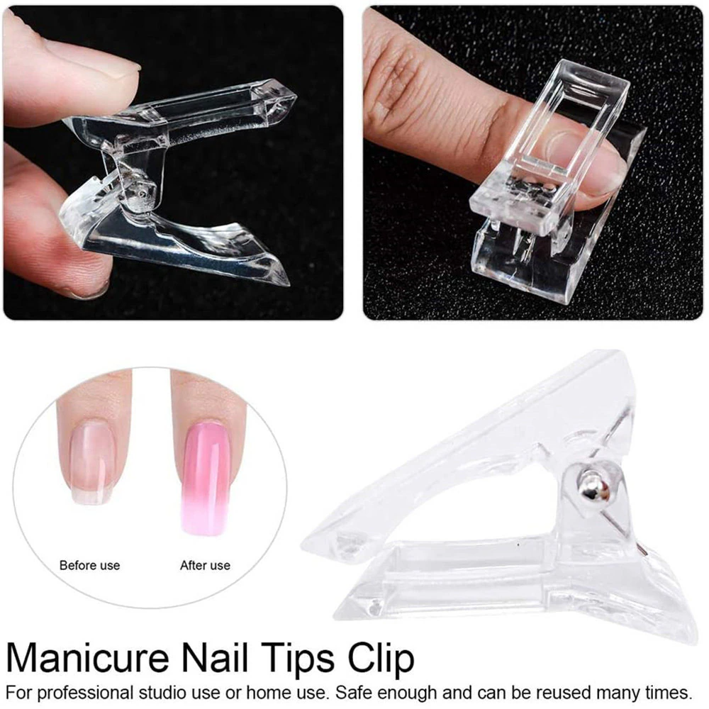 10 PCS Nail Tips Clip Quick Building Poly Builder Gel DIY Extension