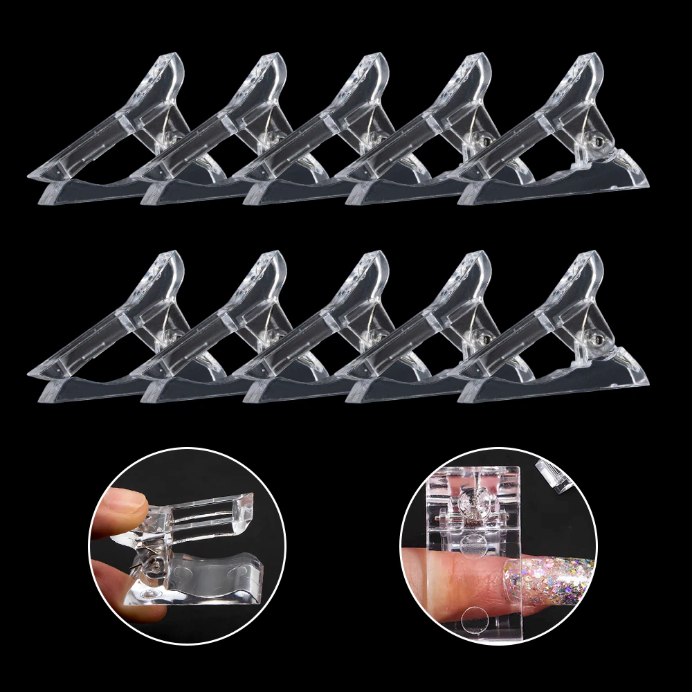 10 PCS Nail Tips Clip Quick Building Poly Builder Gel DIY Extension