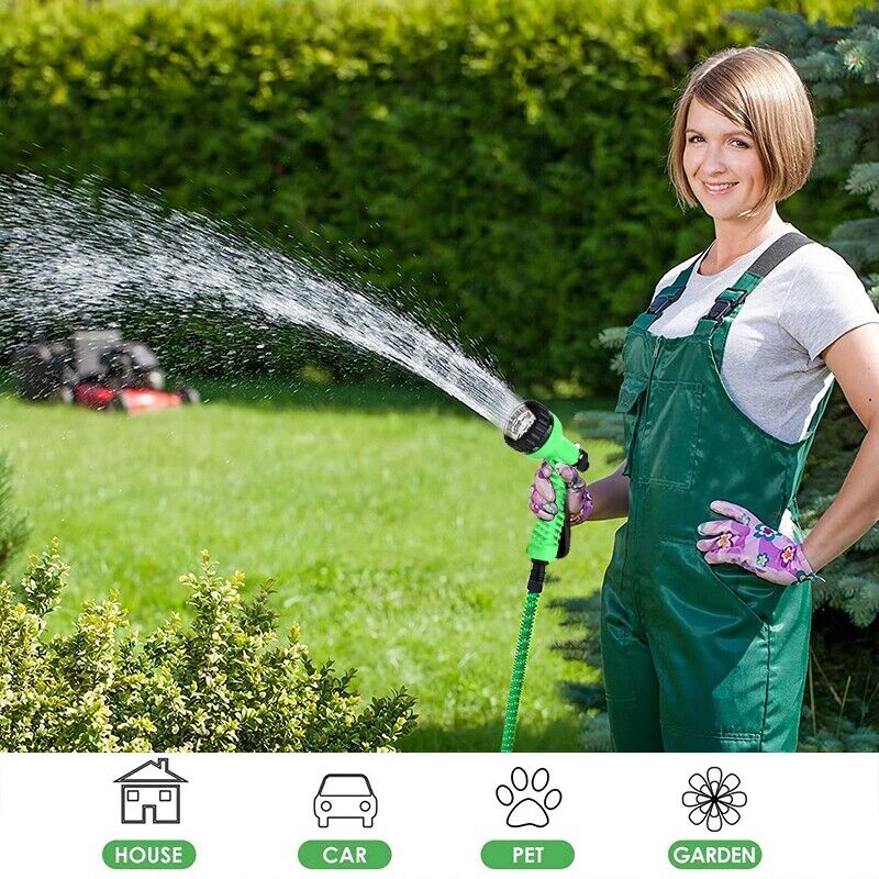 Expanding Expandable Flexible Garden Water Hose w Spray Nozzle 25, 50,