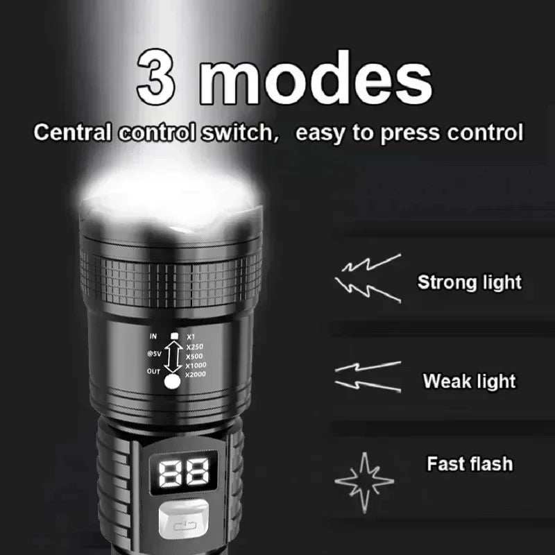 100000LM Super Bright Flashlight Rechargeable LED Torch Long Range