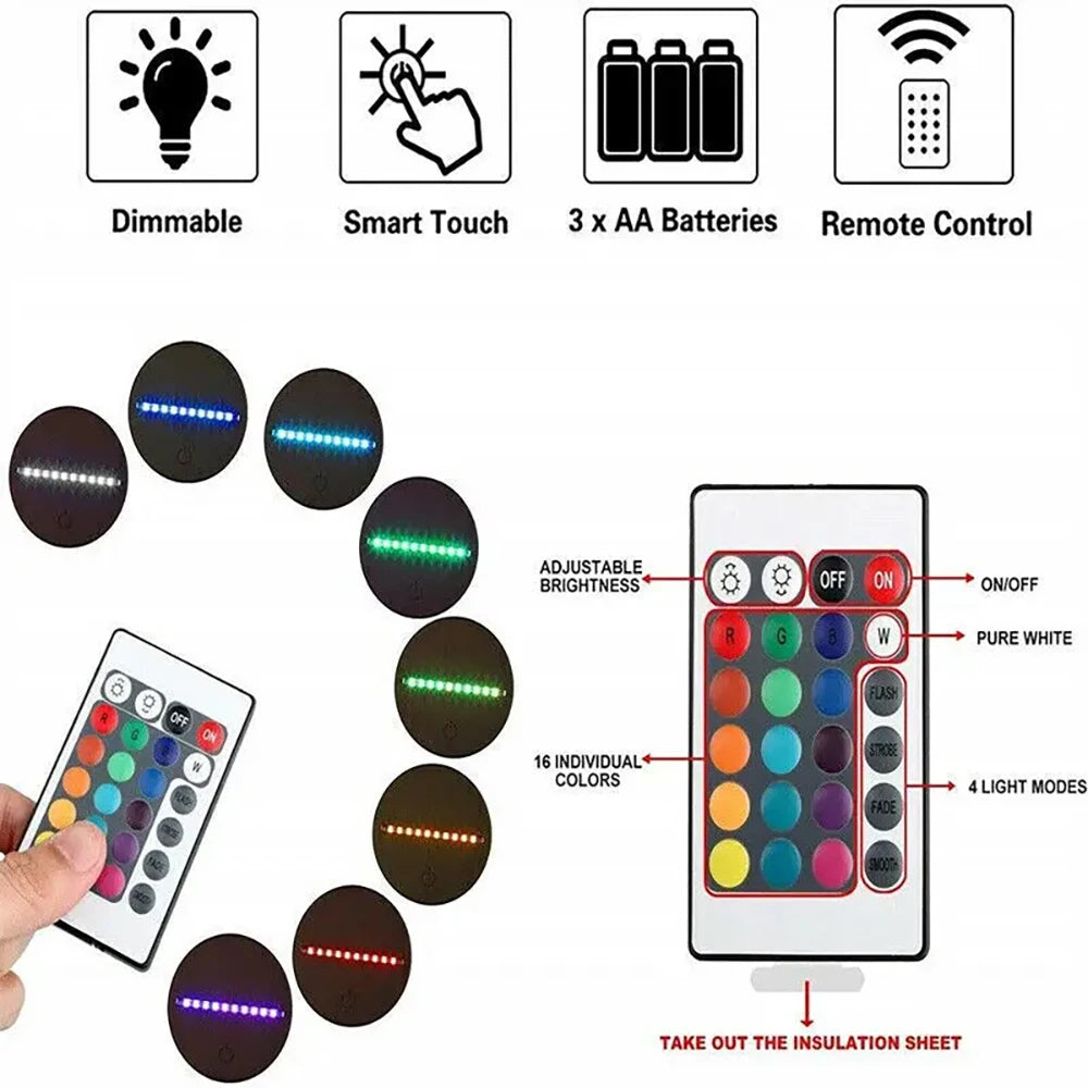 10pcs 3D LED Light Holder Acrylic Board Ligh Base 16 Colors Dimmable