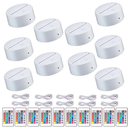 10pcs 3D LED Light Holder Acrylic Board Ligh Base 16 Colors Dimmable