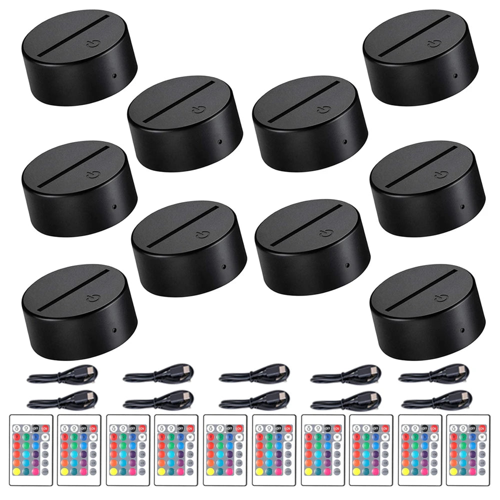 10pcs 3D LED Light Holder Acrylic Board Ligh Base 16 Colors Dimmable