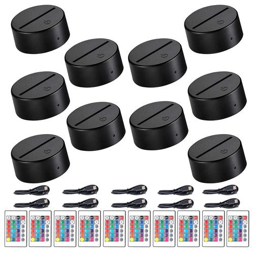 10pcs 3D LED Light Holder Acrylic Board Ligh Base 16 Colors Dimmable