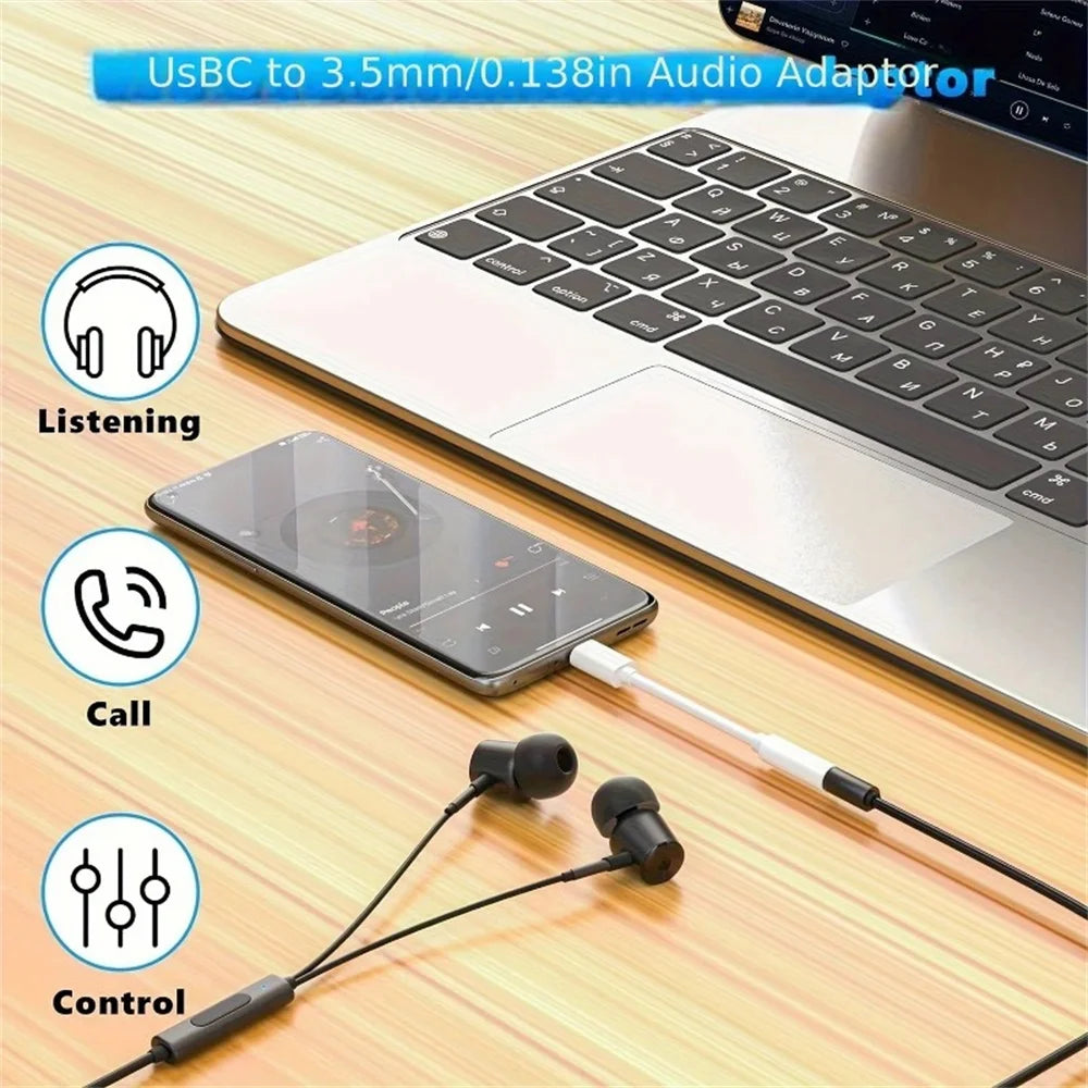 Type C To 3.5mm Aux Adapter USB Type-c 3 5 Jack Audio Cable Earphone