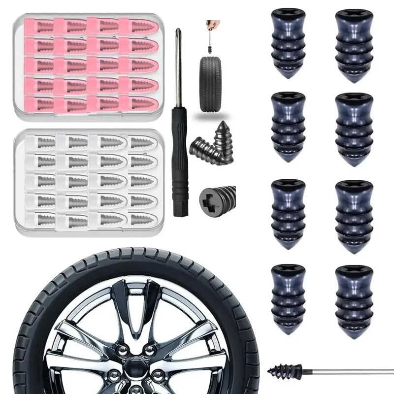Vacuum Tyre Repair Nails Tire Repair Tool Set with Repair Glue Rubber