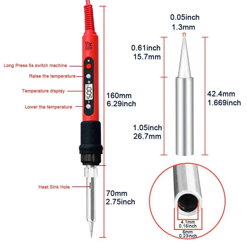80W Soldering iron kit adjustable temperature LCD solder welding tools
