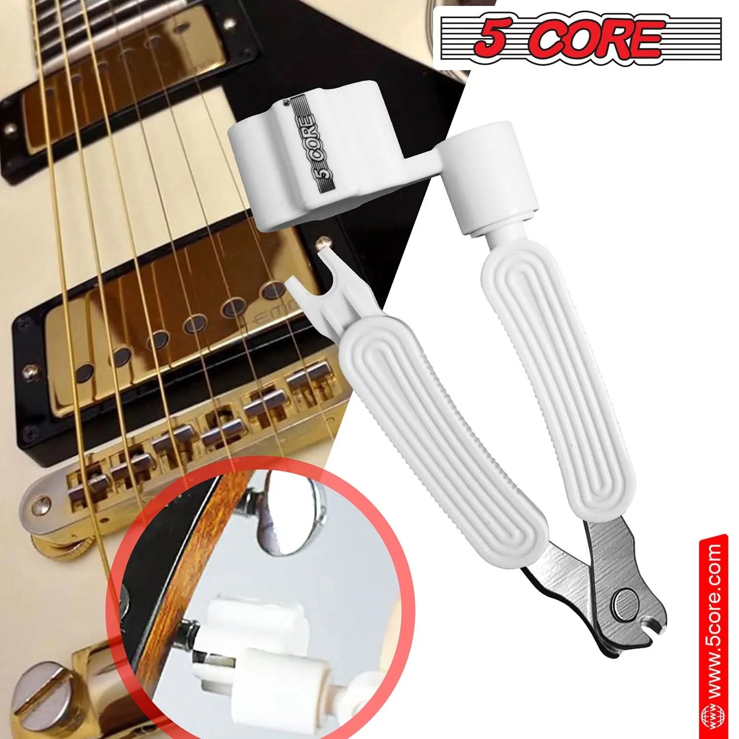 5Core Guitar String Winder Cutter Bridge Pin Remover 3In1 Acoustic