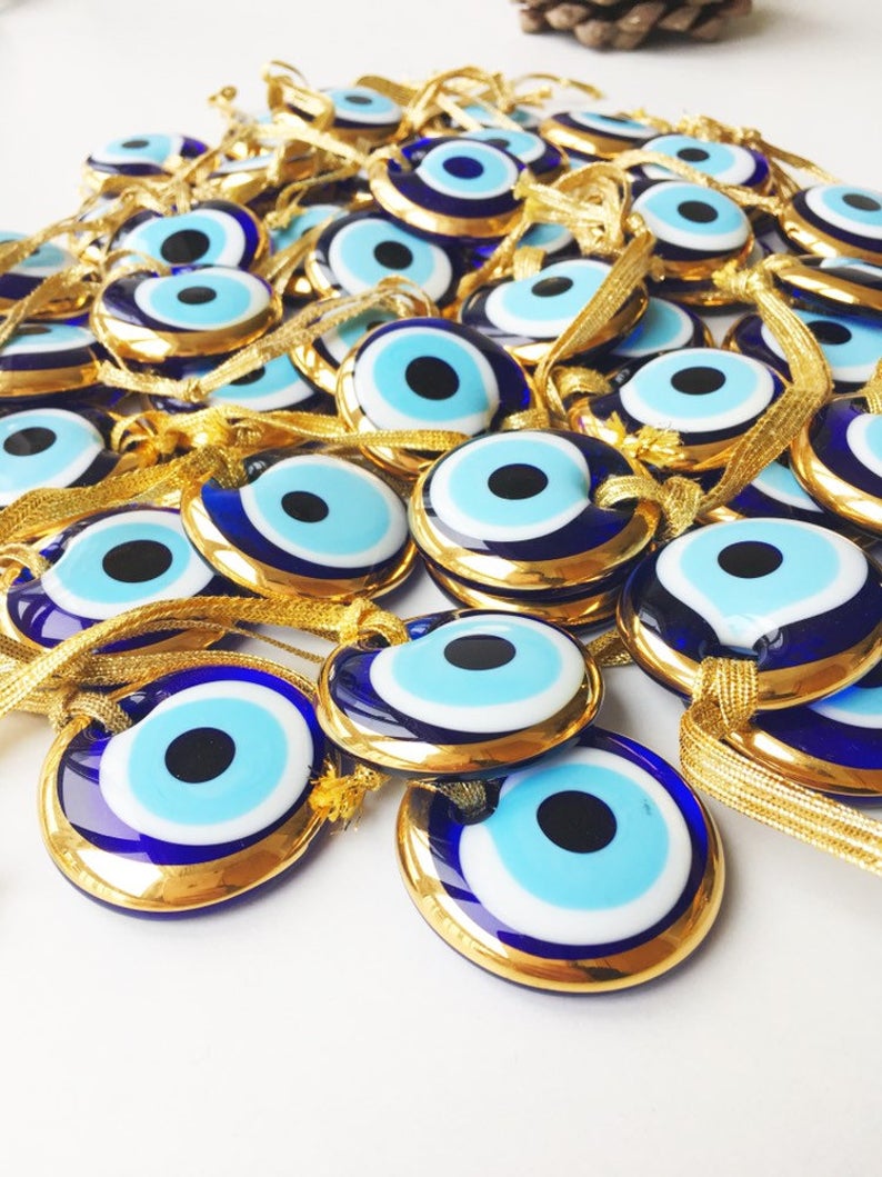 1 pc Gold Evil Eye Bead, Greek Evil Eye, Wedding Favors, Protection