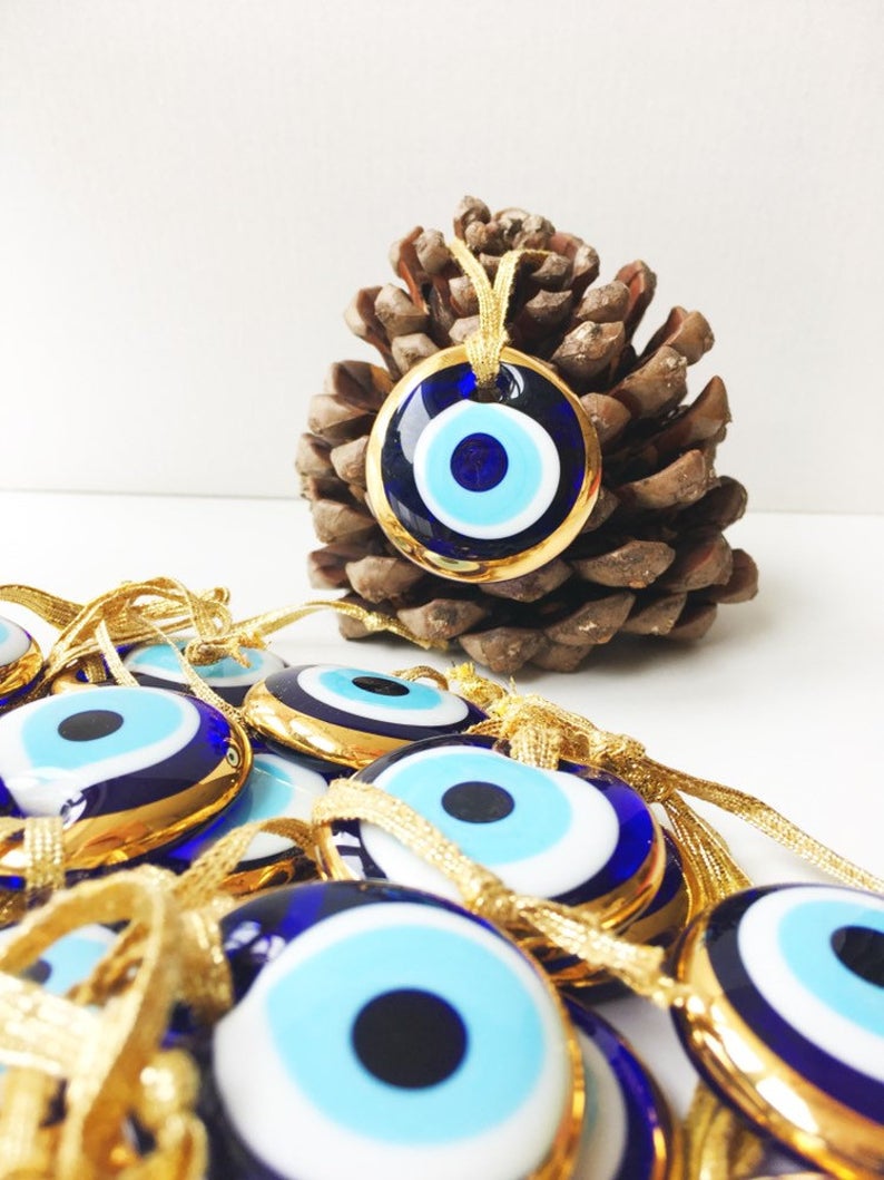 1 pc Gold Evil Eye Bead, Greek Evil Eye, Wedding Favors, Protection