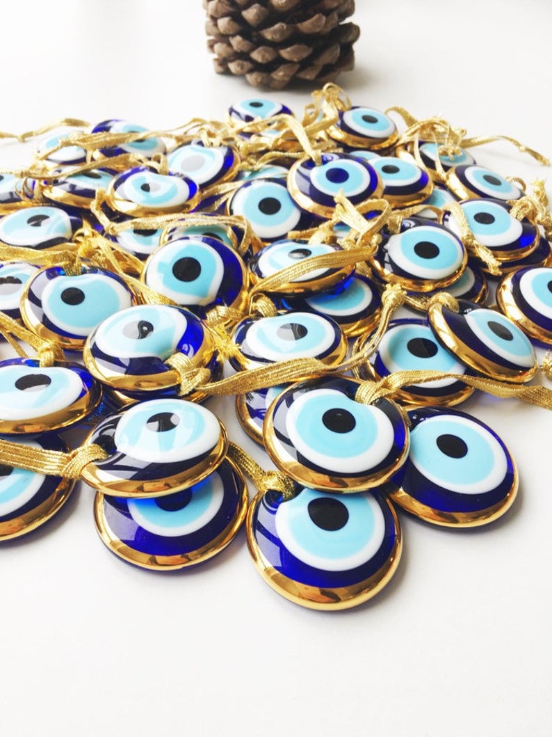 1 pc Gold Evil Eye Bead, Greek Evil Eye, Wedding Favors, Protection