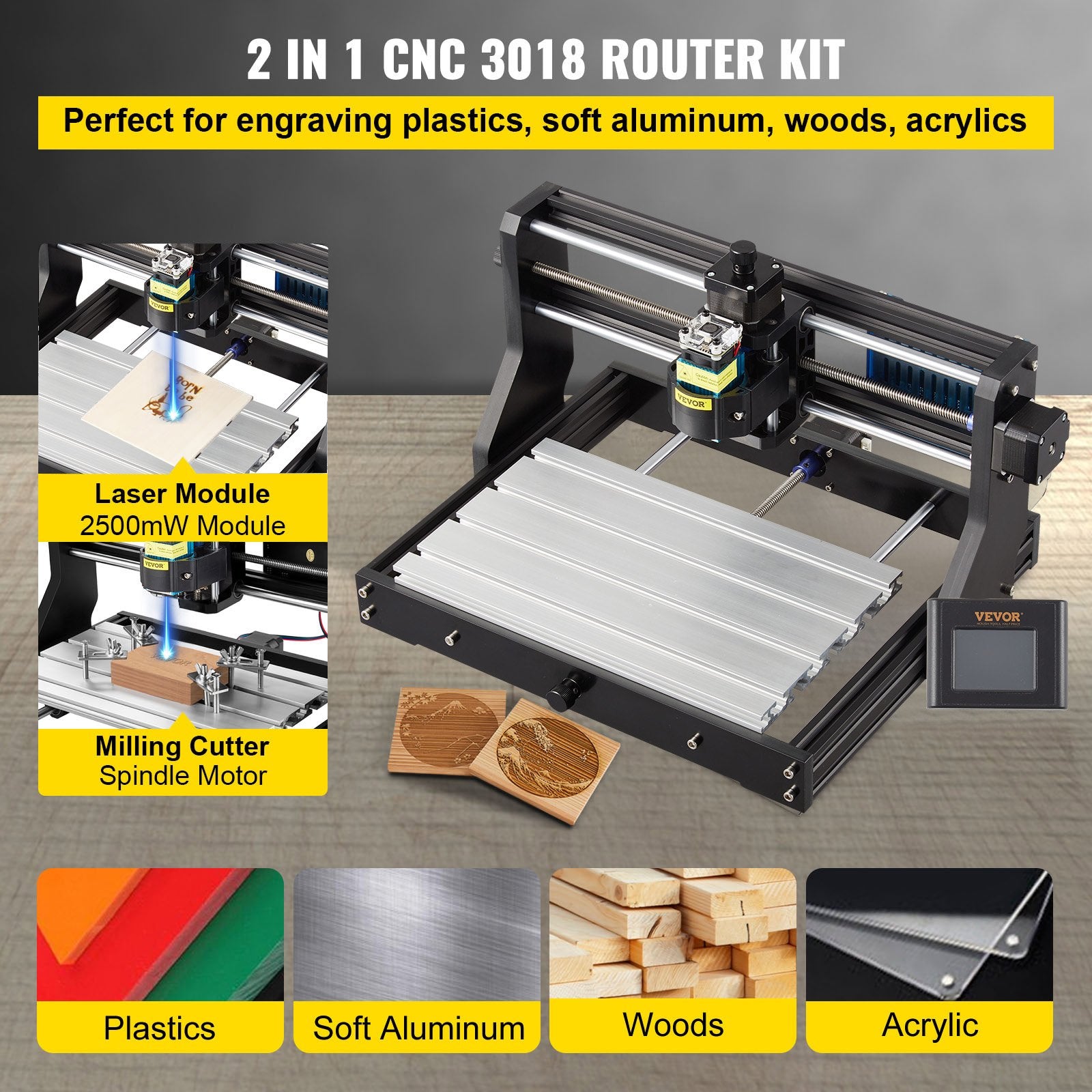 CNC 3018 Pro 2500MW 300×180×40mm Cnc Machine GRBL Control Mini Laser